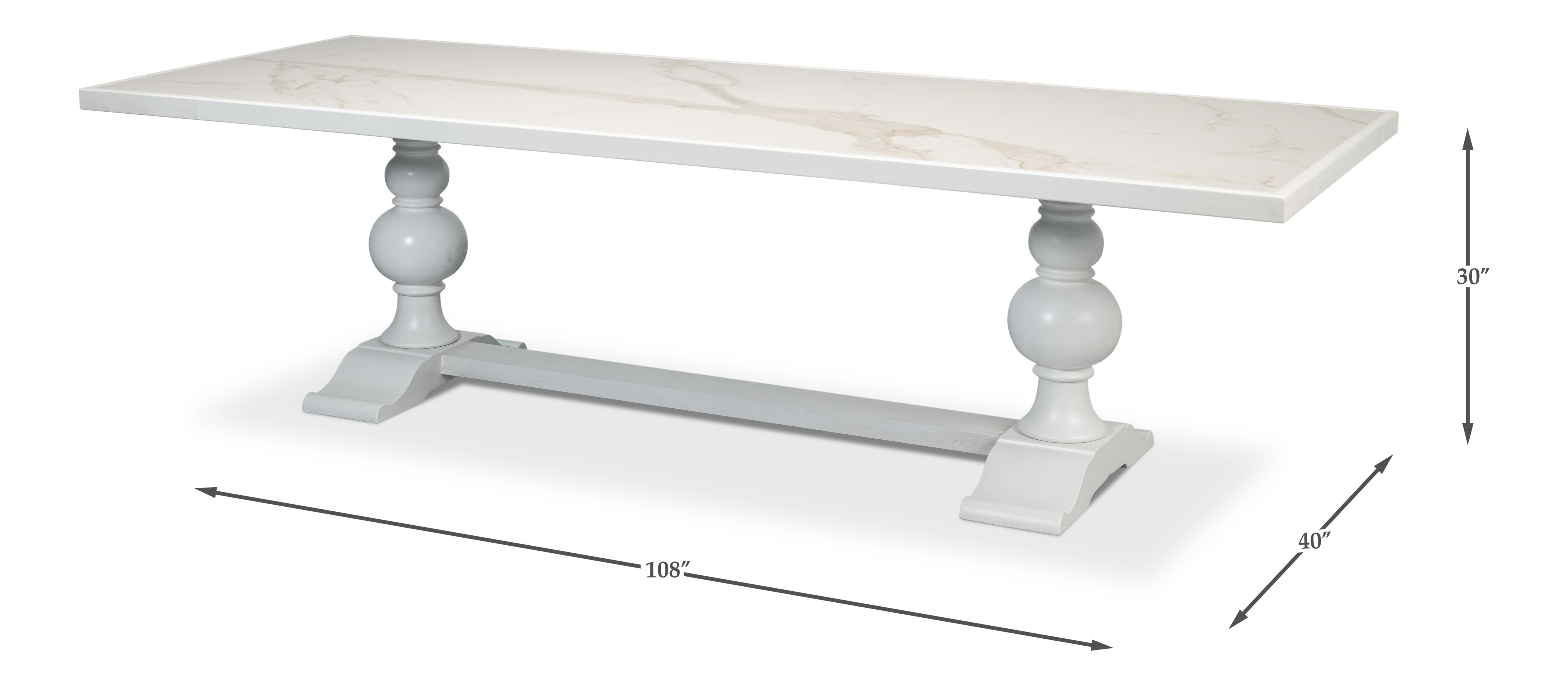 Rectangular Dining Table,Cortina White, by Sarreid, 108" length x 40" width x 30" height View 13