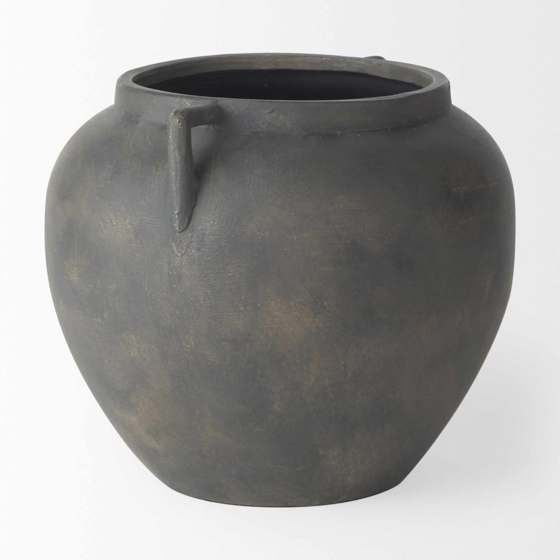 Kilian Short Brown-Gray Double Ear Vase, by Mercana, 9.45" length x 9.45" width x 8.46" height View 5
