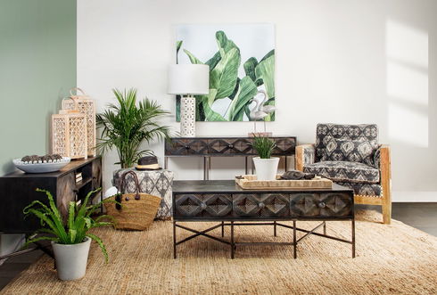 Pallu 18.75"H Dhurrie Cotton Cover with Four Wooden Legs Ottoman