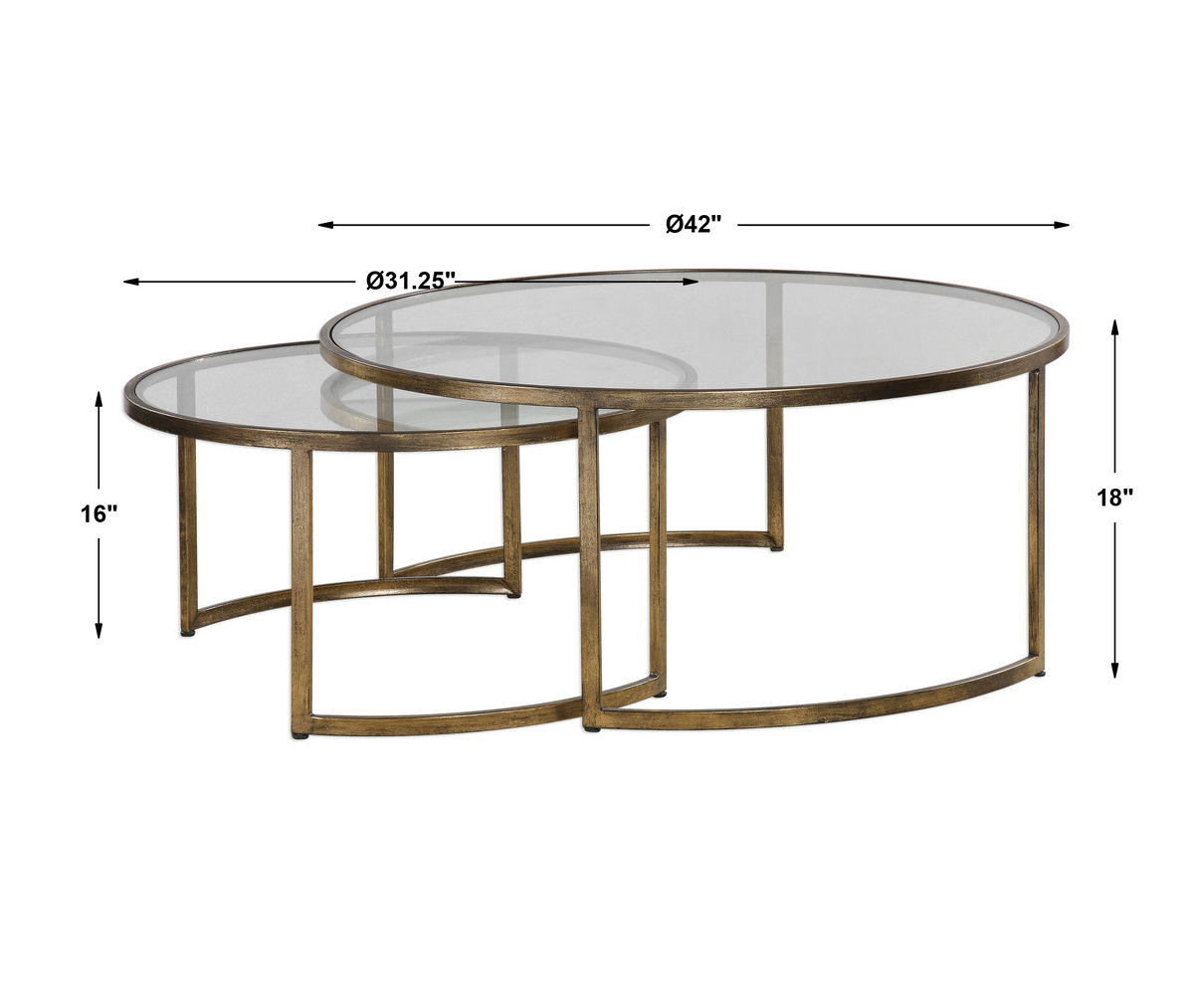 Rhea Nested Coffee Tables Set/2, Furniture by Uttermost, 42" width x 18" height x 42" depth View 3