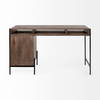 Glenn VII 56L x 22W Dark Brown Wood with Black Iron Frame, 3 Drawer Office Desk, by Mercana, 55.5" length x 22" width x 31" height thumbnail 7