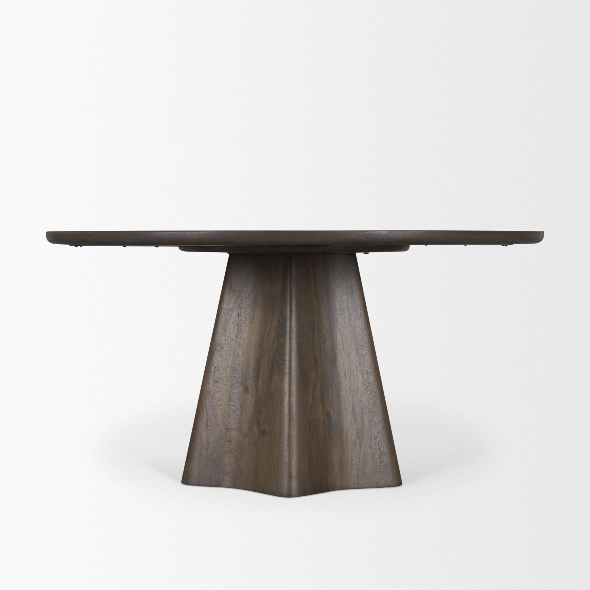 Jovani 60' Solid Dark Brown Mango Wood Round Dining Table, by Mercana, 60" length x 60" width x 30" height View 7