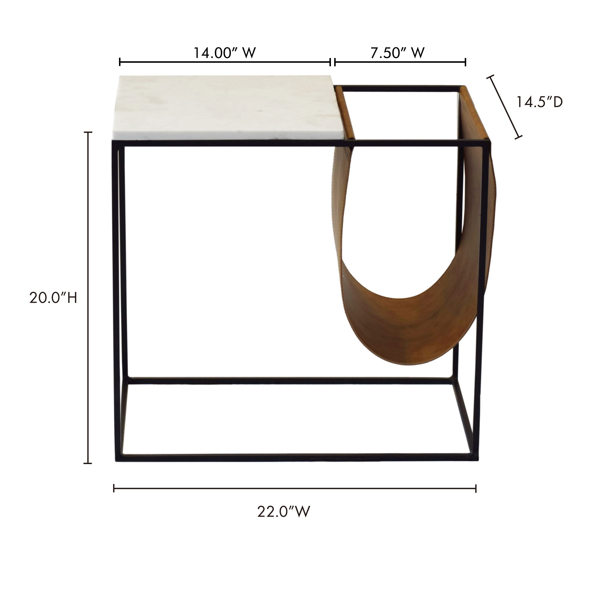 Cave Magazine Rack Brown, Side & End Table by Moe's Home, 22" width x 20" height x 14.5" depth View 4