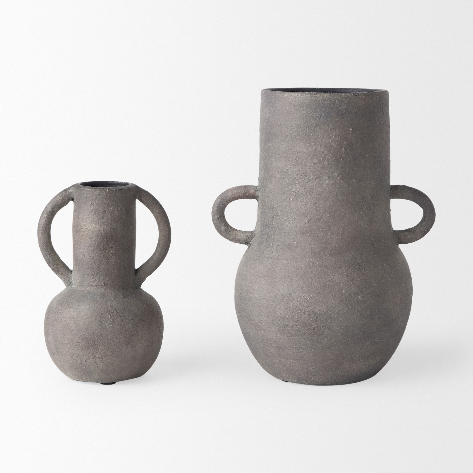 Armani 10.4H Brown-Gray Double Ear Ceramic Vase large image 