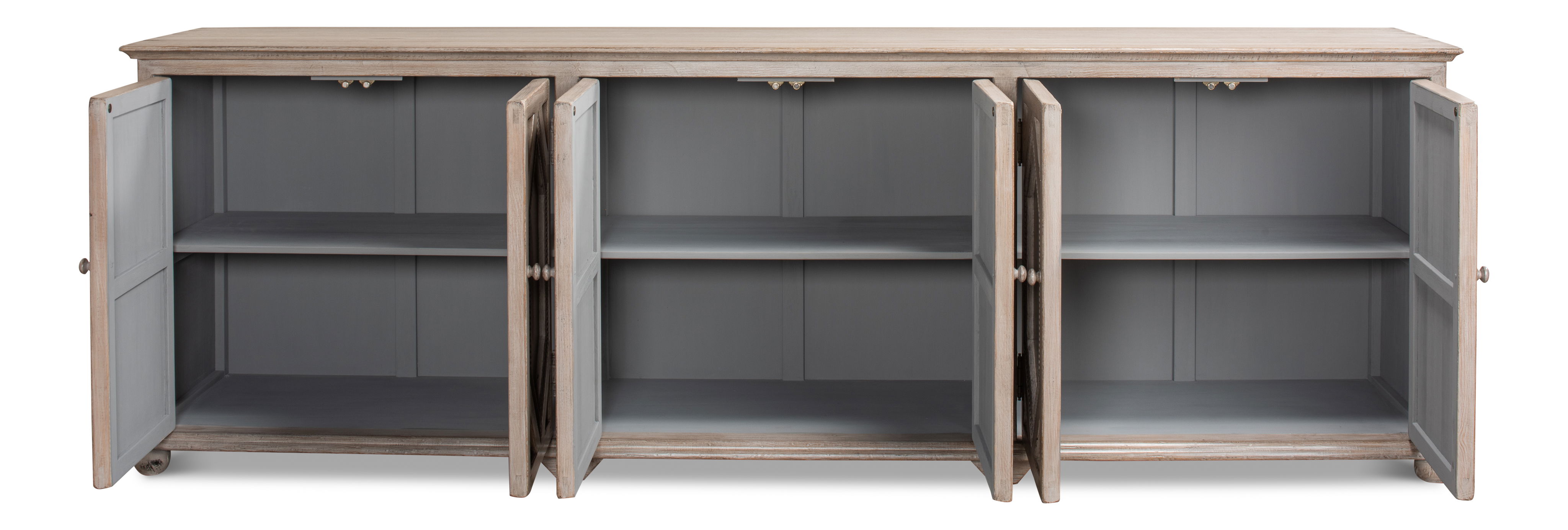 Six Diamonds Sideboard, French Grey, Cabinets & Sideboard by Sarreid, 112" length x 22" width x 37" height View 8