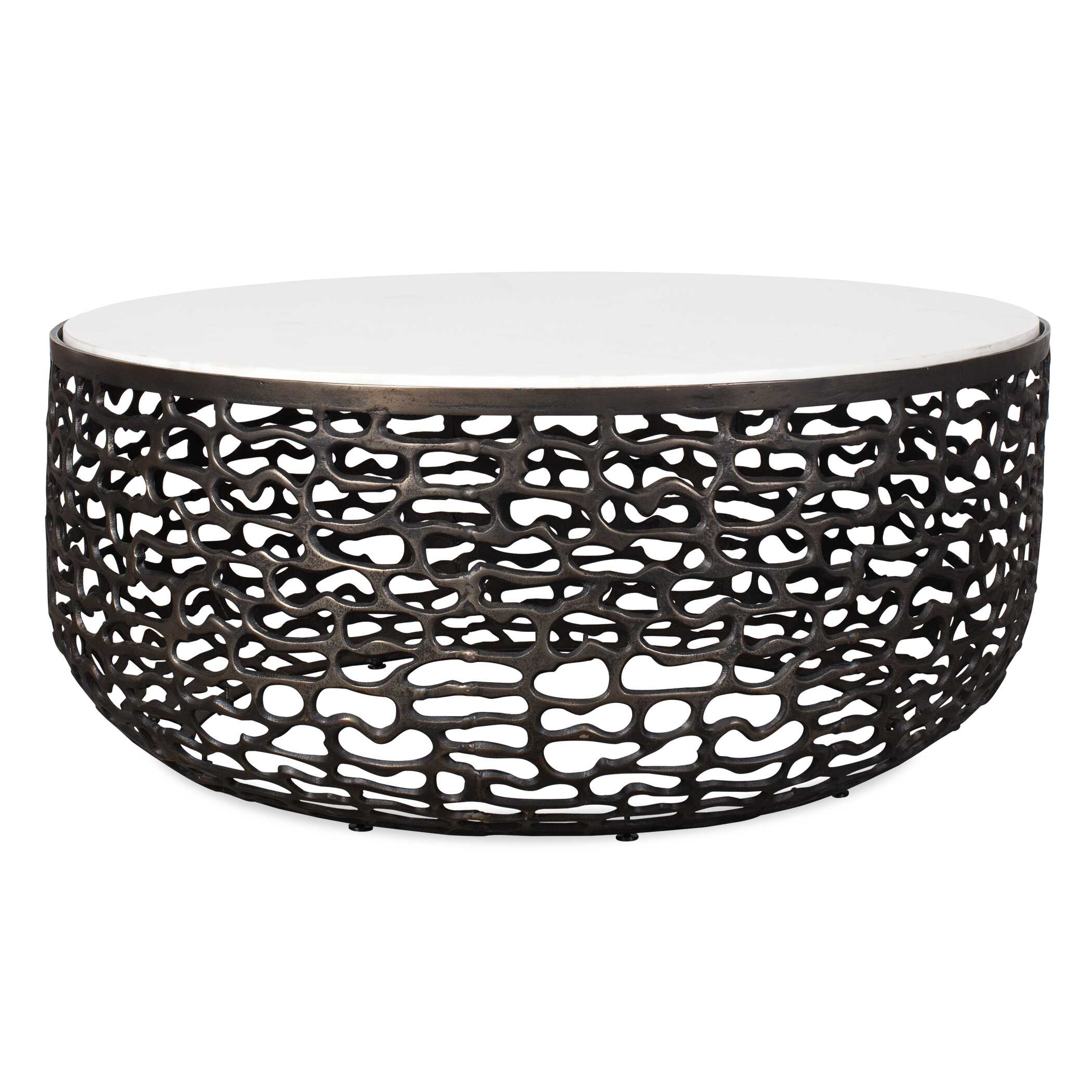 Sabena White Marble Outdoor Coffee Table large image 