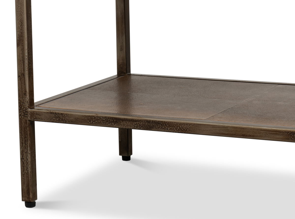 Cullum Shagreen Console  Tawny Brown, by Sarreid, 1'2" length x 5'11" width x 2'9" height View 5