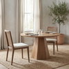 Clara Cane Back Dining Side Chair | Cream Fabric with Brown Wood, Dining Chair by Mercana, 18" length x 23.25" width x 33.75" height thumbnail 4