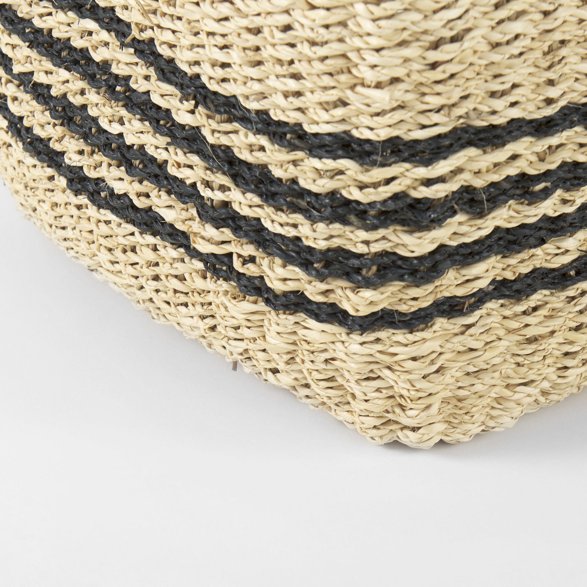 Emma (Set of 2) Light Brown Seagrass Rectangular Basket with Black Stripes, Bins & Basket by Mercana, 17.32" length x 12.99" width x 11.02" height View 7