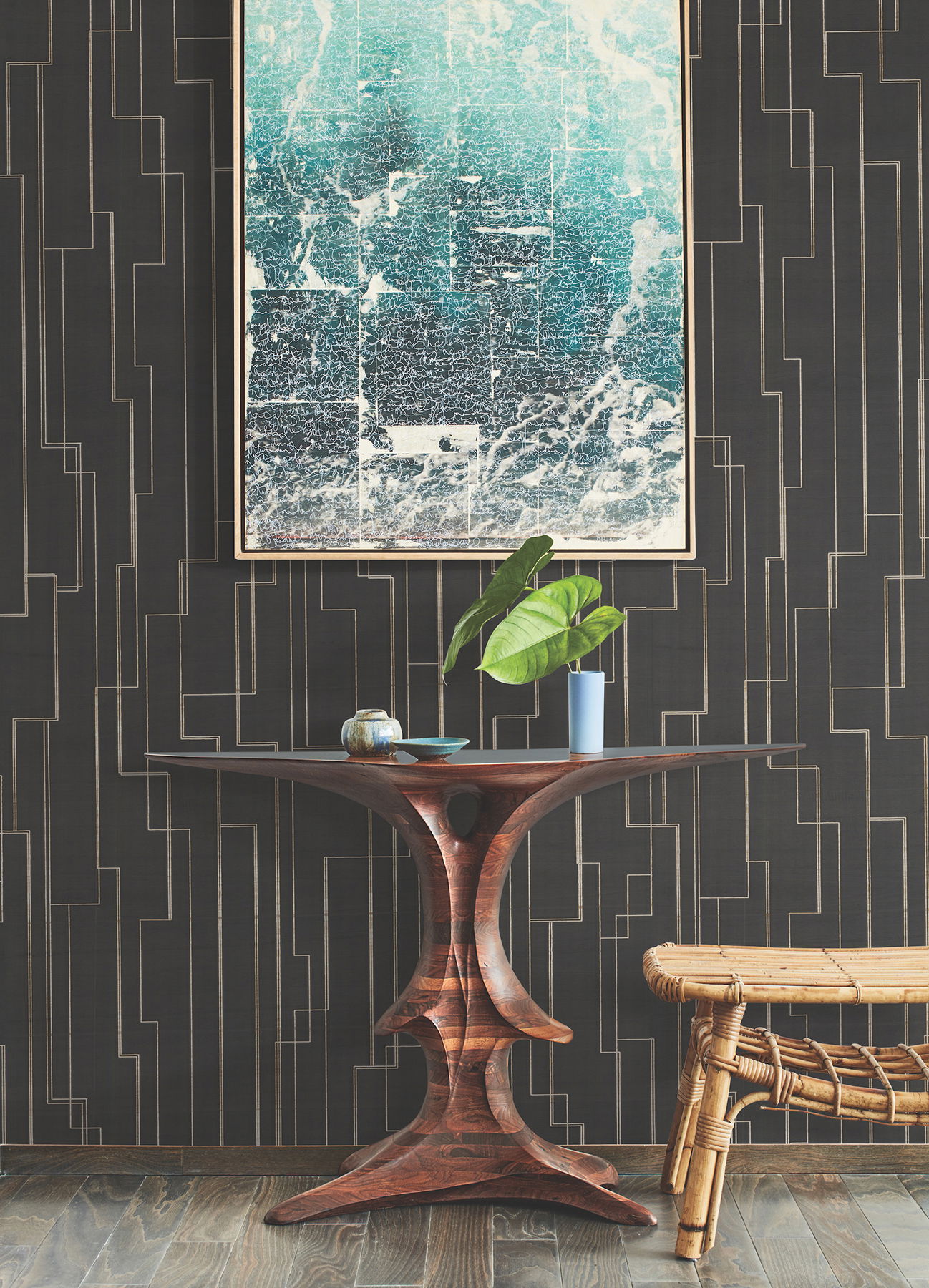 Inlay Line Black Wallpaper large image 