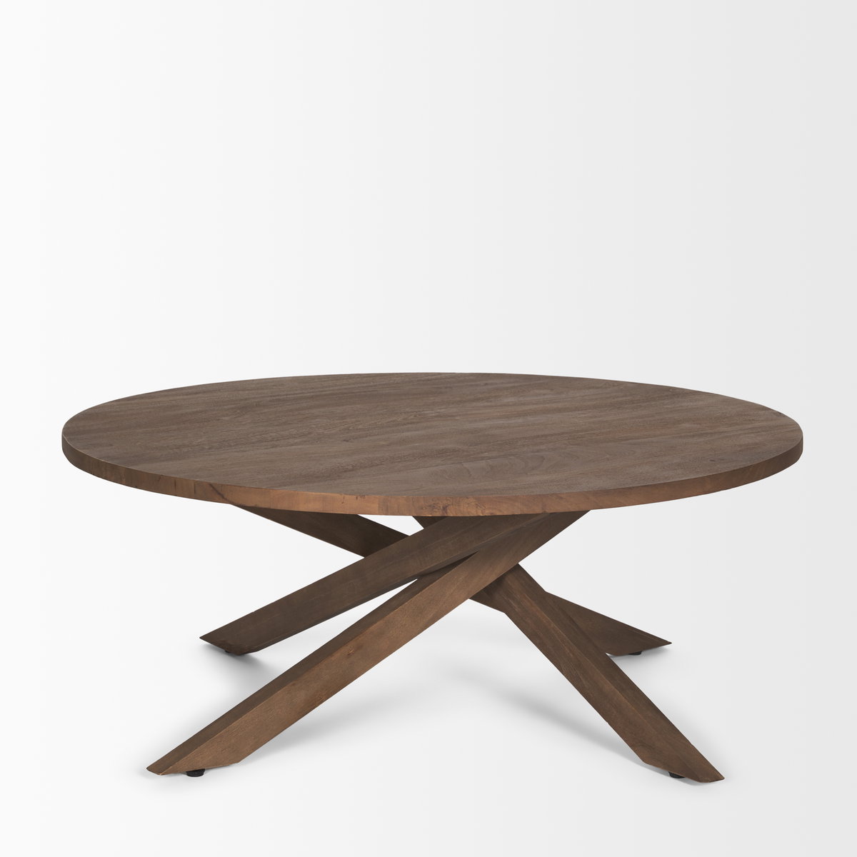 Solana Medium Brown Wood Coffee Table, by Mercana, 42" length x 42" width x 17" height View 6