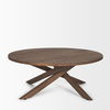 Solana Medium Brown Wood Coffee Table, by Mercana, 42" length x 42" width x 17" height thumbnail 6