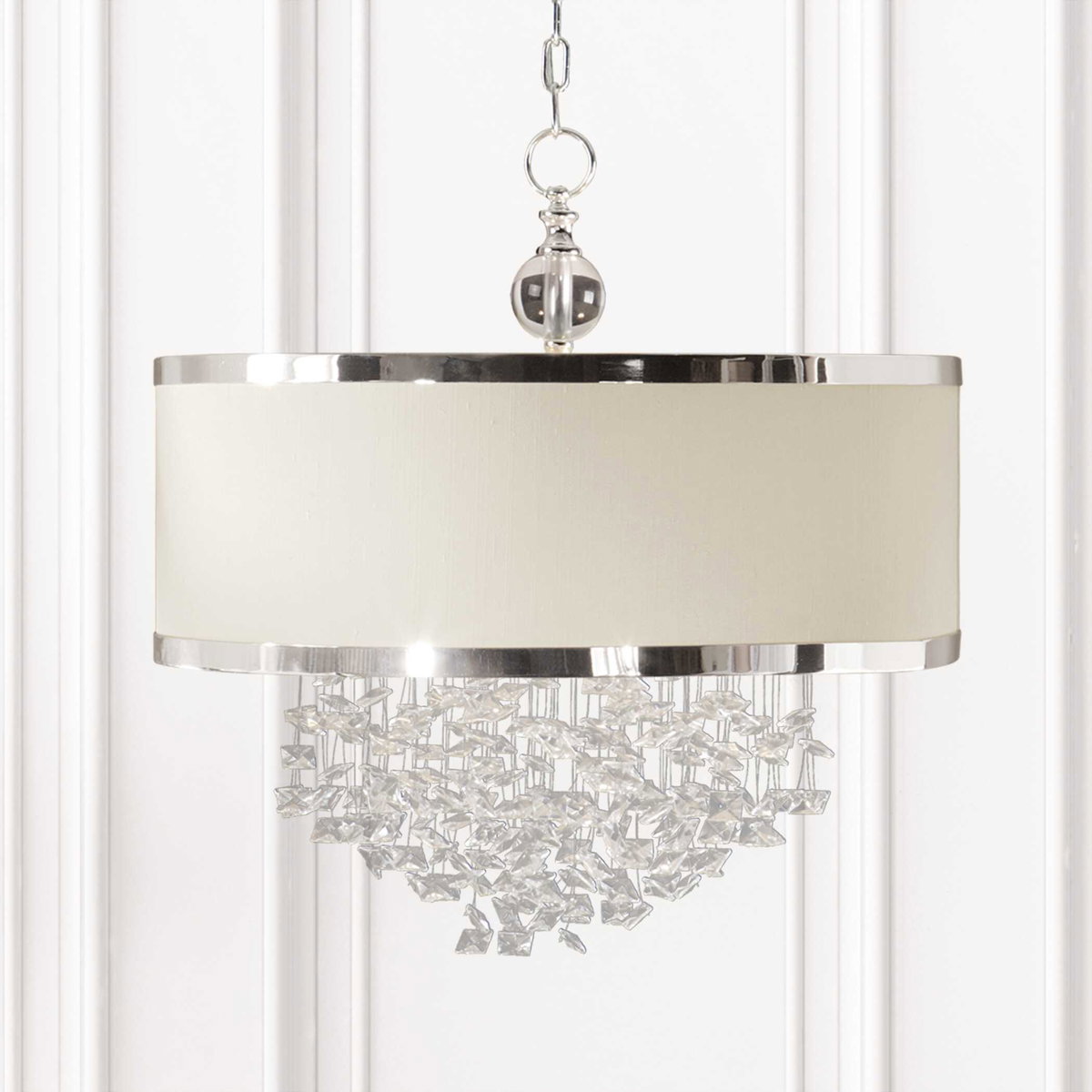 Fascination 3 Light Silken Drum Pendant, by Uttermost, 22" width x 22.75" height x 22" diameter x 22" depth View 3