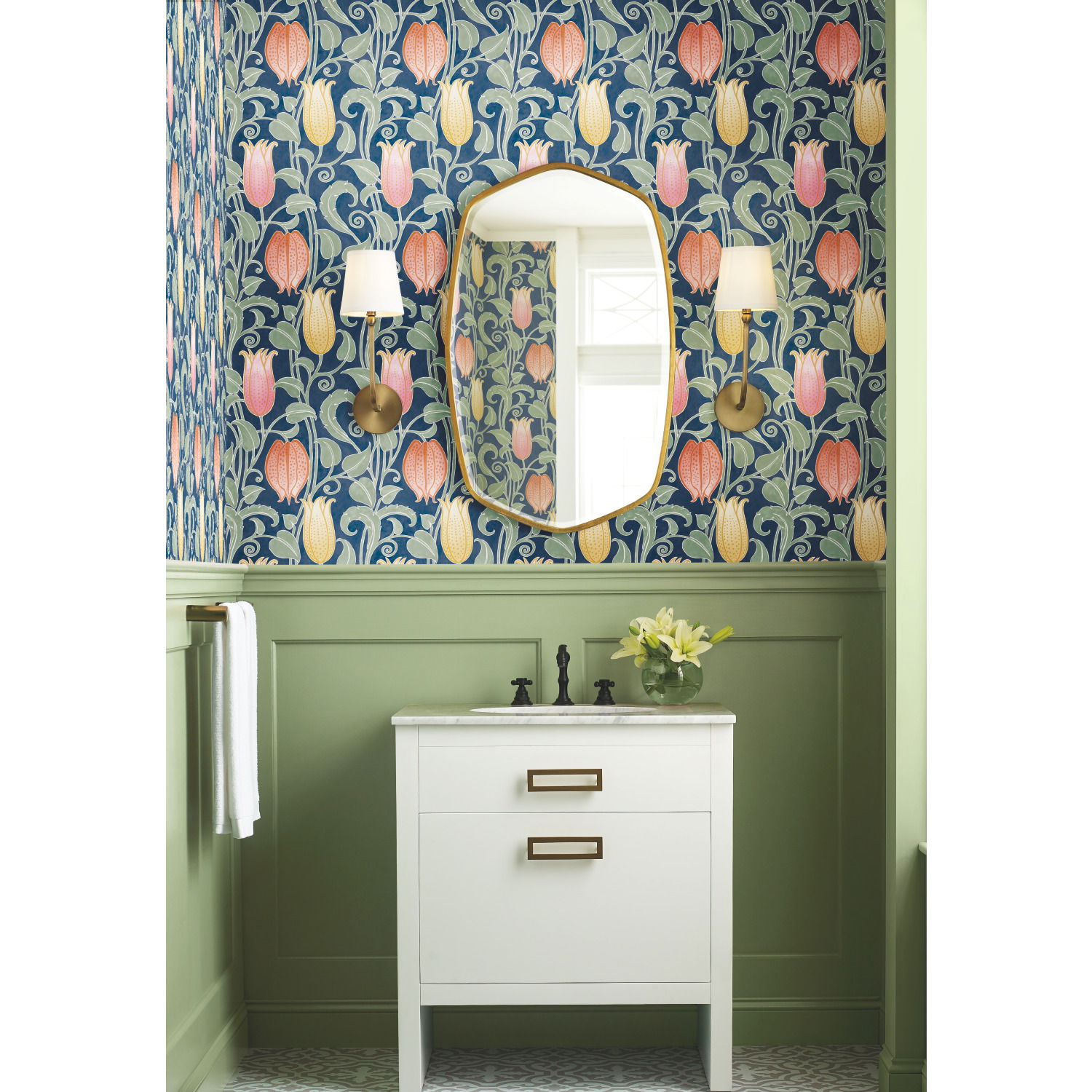 Canterbury Bells Navy Wallpaper large image 