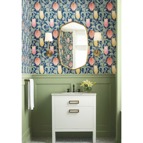 Canterbury Bells Navy Wallpaper