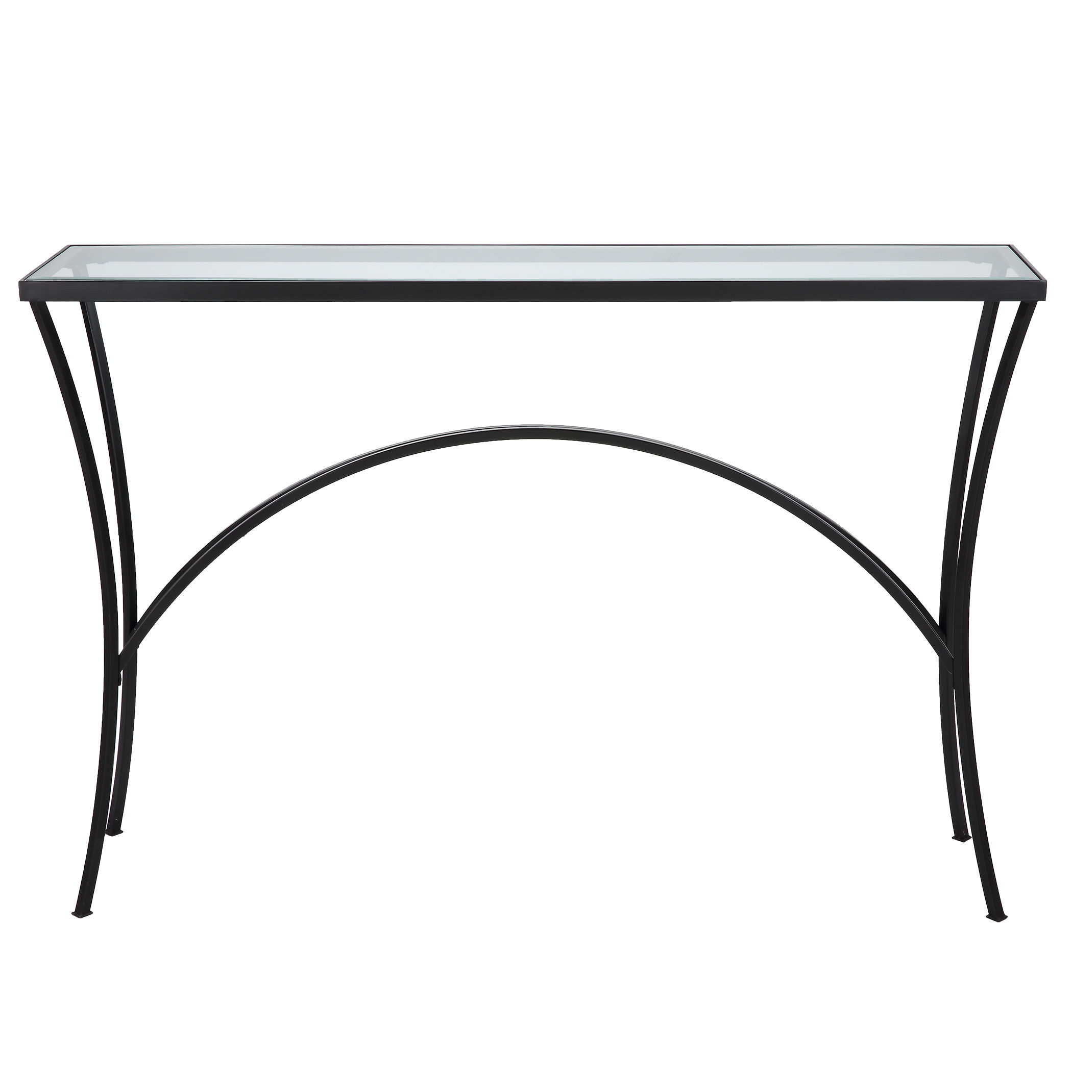 Alayna Black Metal & Glass Console Table Alayna Black Metal & Glass Console Table large image