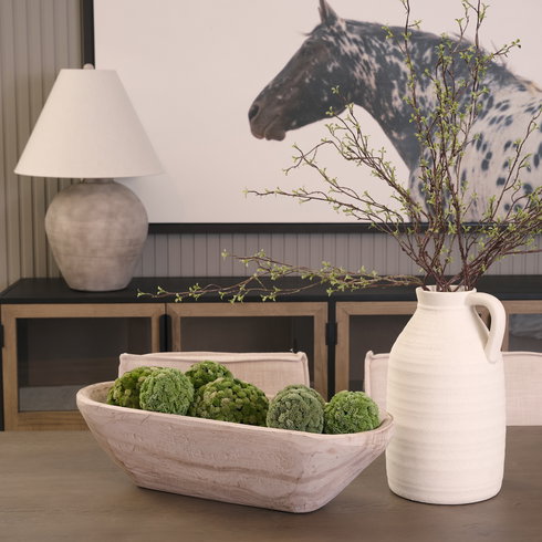 Athena Extra Large Oblong Light-Wash Reclaimed Wood Bowl