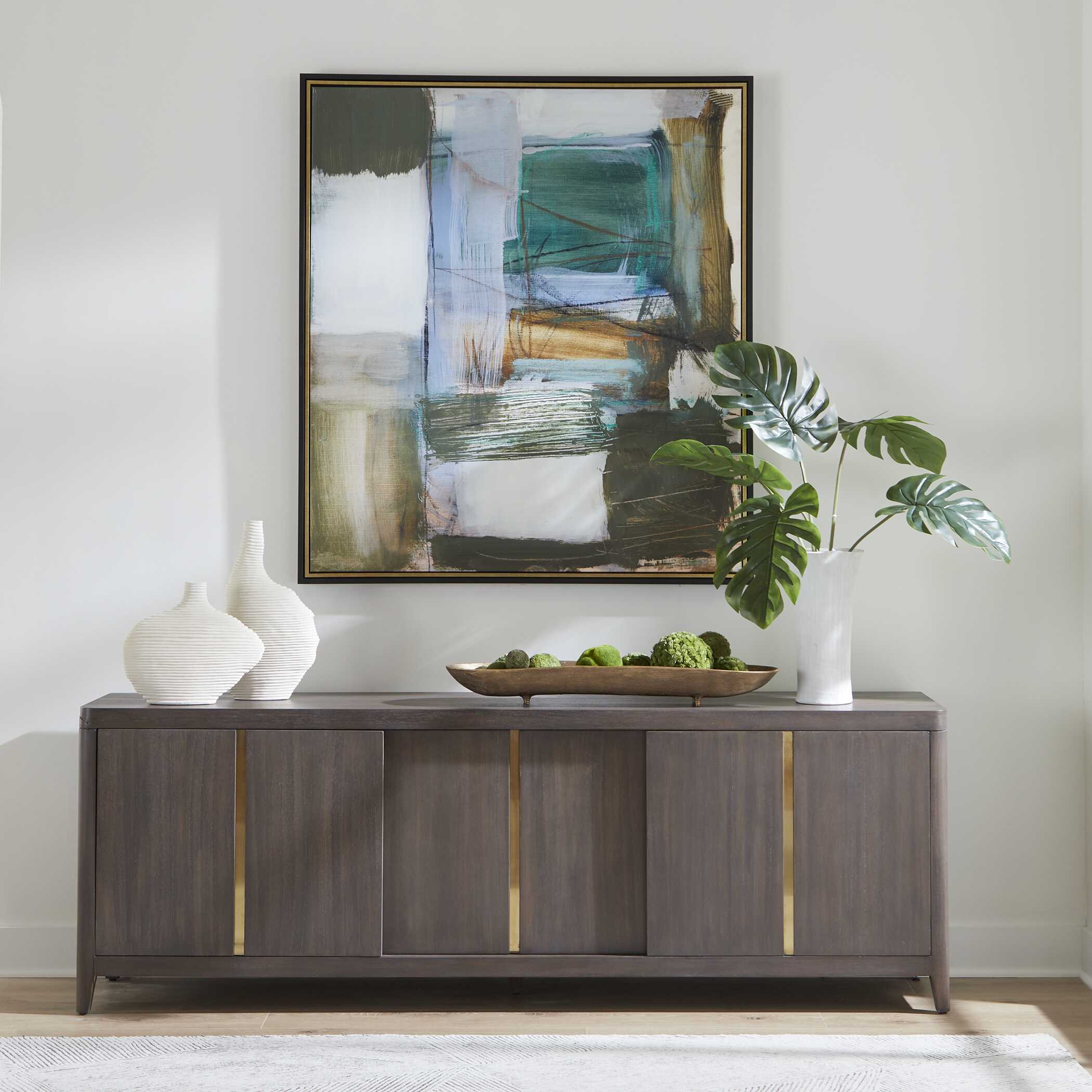 Muse Monstera White Vase Centerpiece, Decorative by Uttermost, 36" width x 36" height x 36" depth View 4