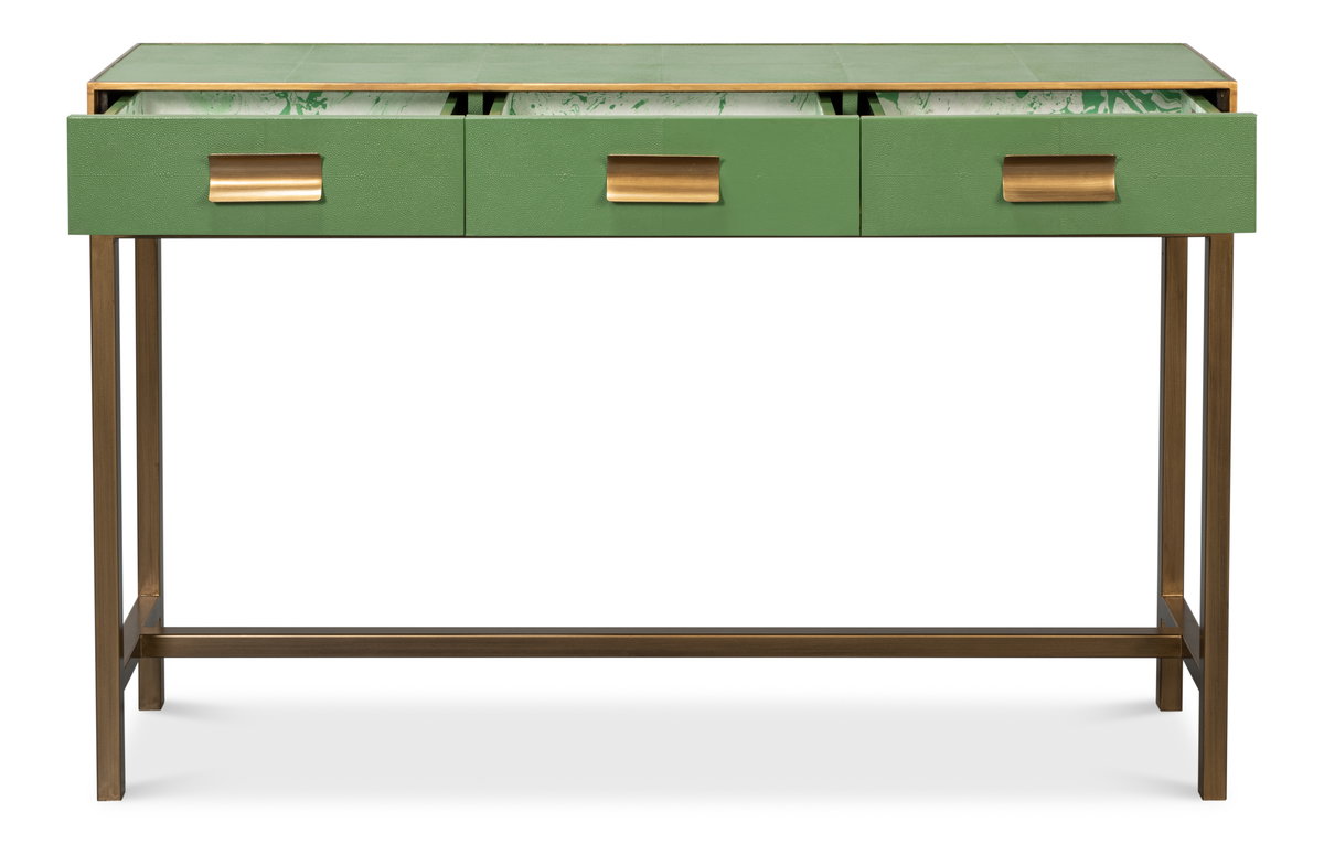 Gideon Shagreen Console  Chambray Blue, by Sarreid, 1' length x 4'6" width x 2'10" height View 9