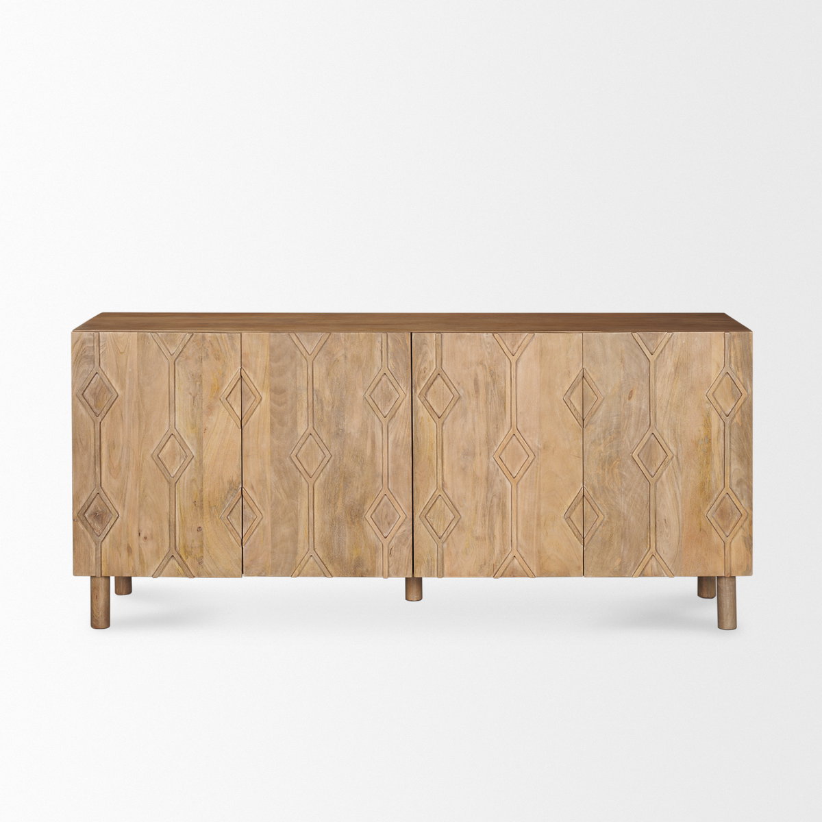 Heera Light Brown Diamond with Shelf Motif Sideboard, Sideboards & Buffet by Mercana, 71" length x 16.25" width x 32" height View 4