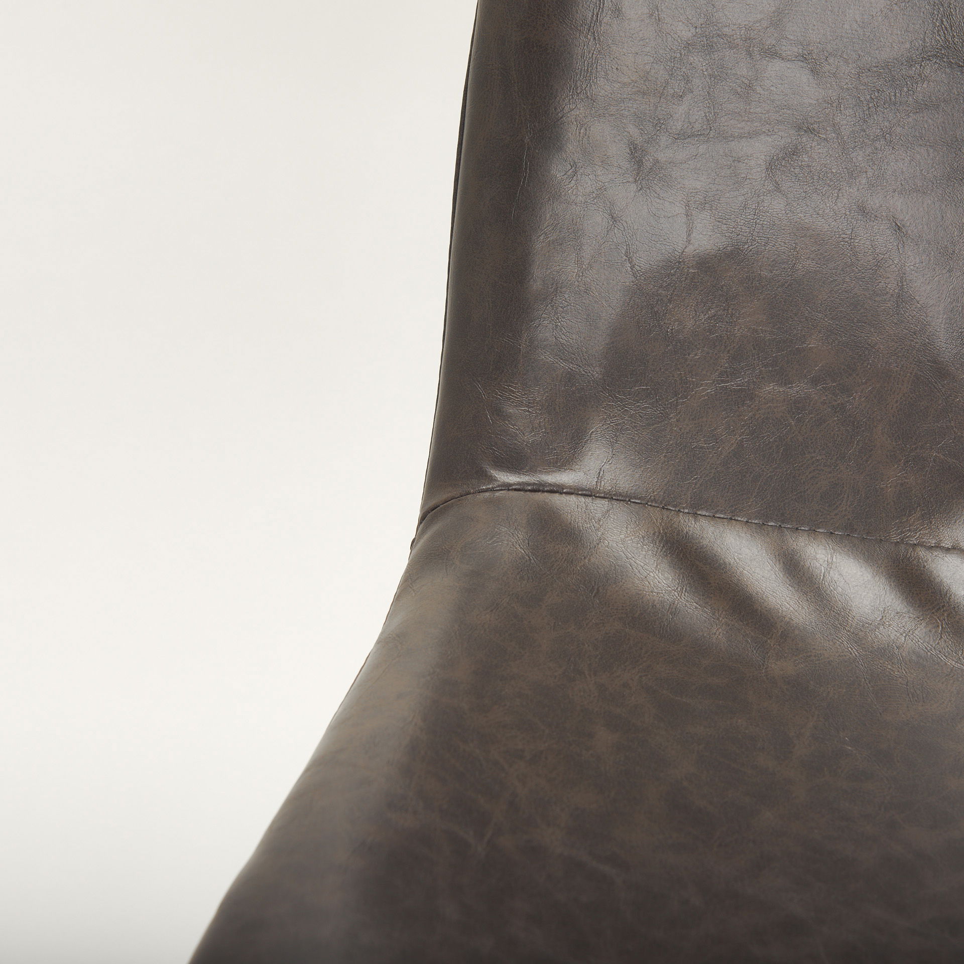 Sawyer I Dark Brown Faux-Leather Seat Black Iron Frame Dining Chair, by Mercana, 19" length x 24.25" width x 33" height View 9