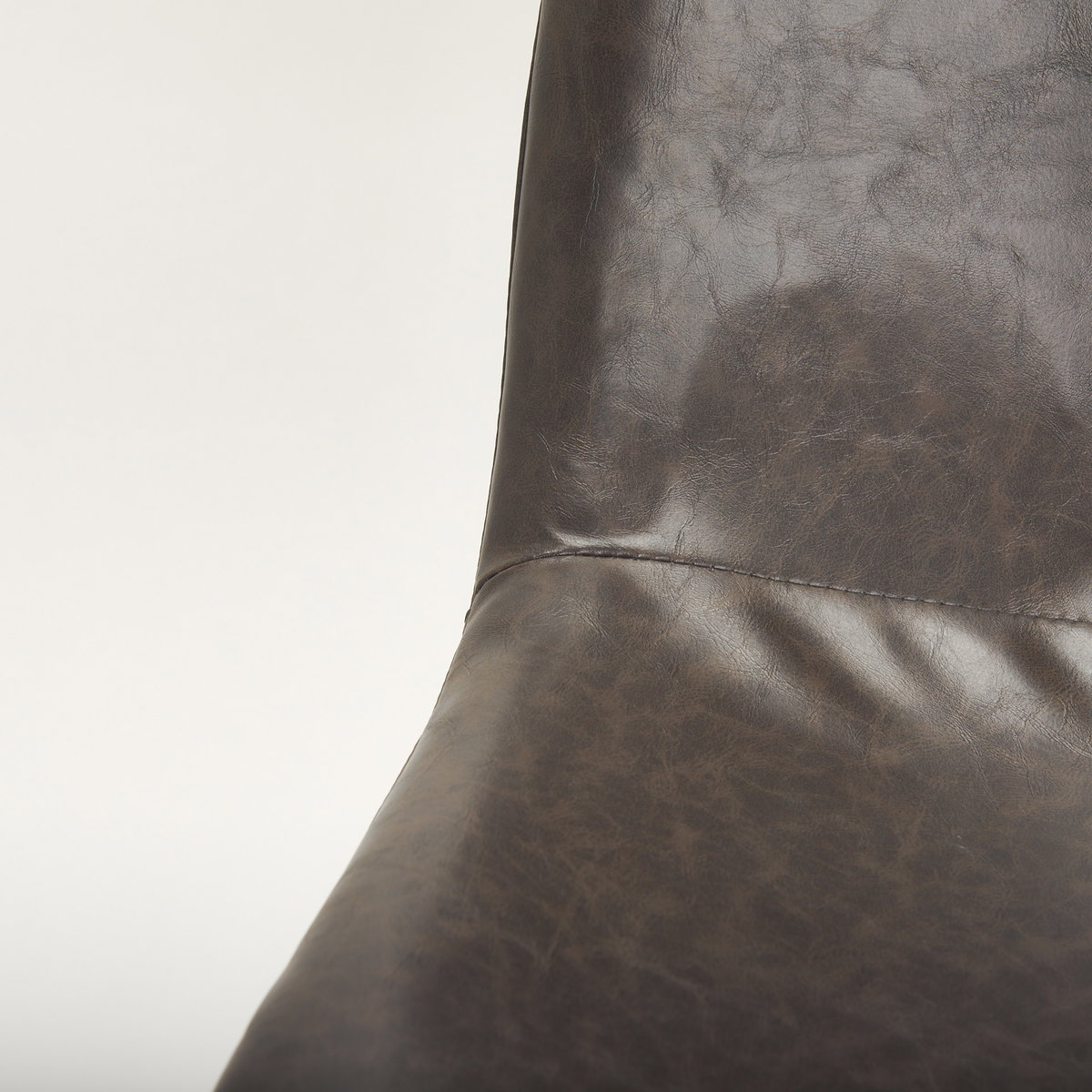 Sawyer Solid Back Dining Side Chair | Dark Brown Faux Leather with Iron, Dining Chair by Mercana, 19" length x 24.25" width x 33" height View 12