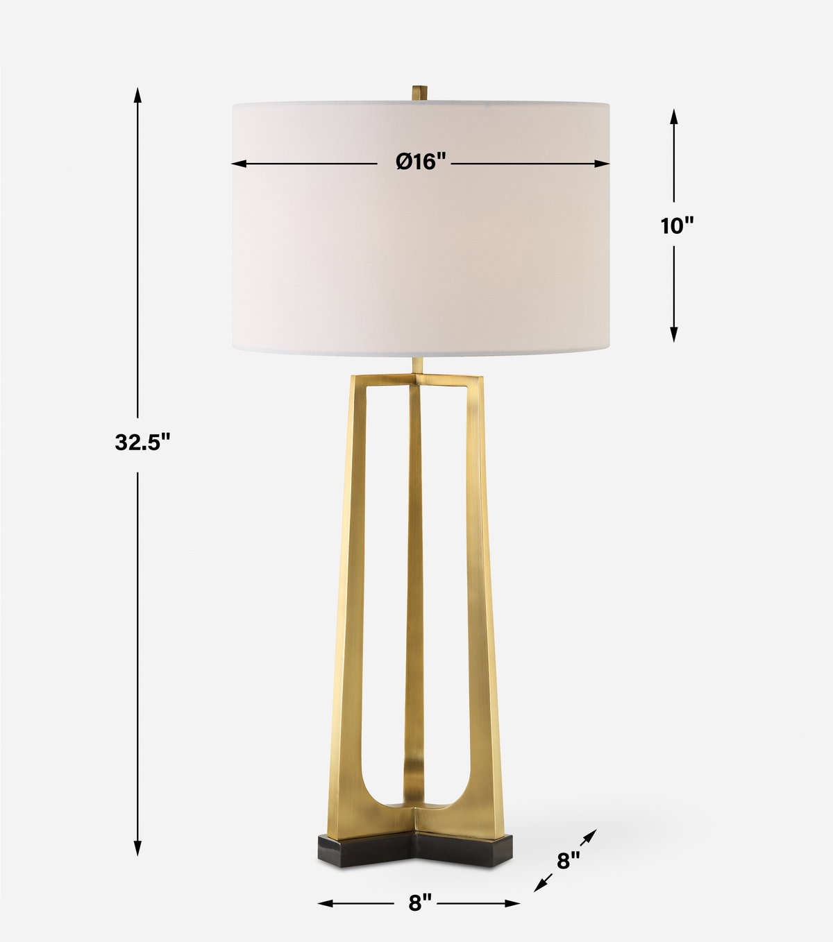 Crossroads Brass Table Lamp, by Uttermost, 16" width x 32.5" height x 16" depth View 3