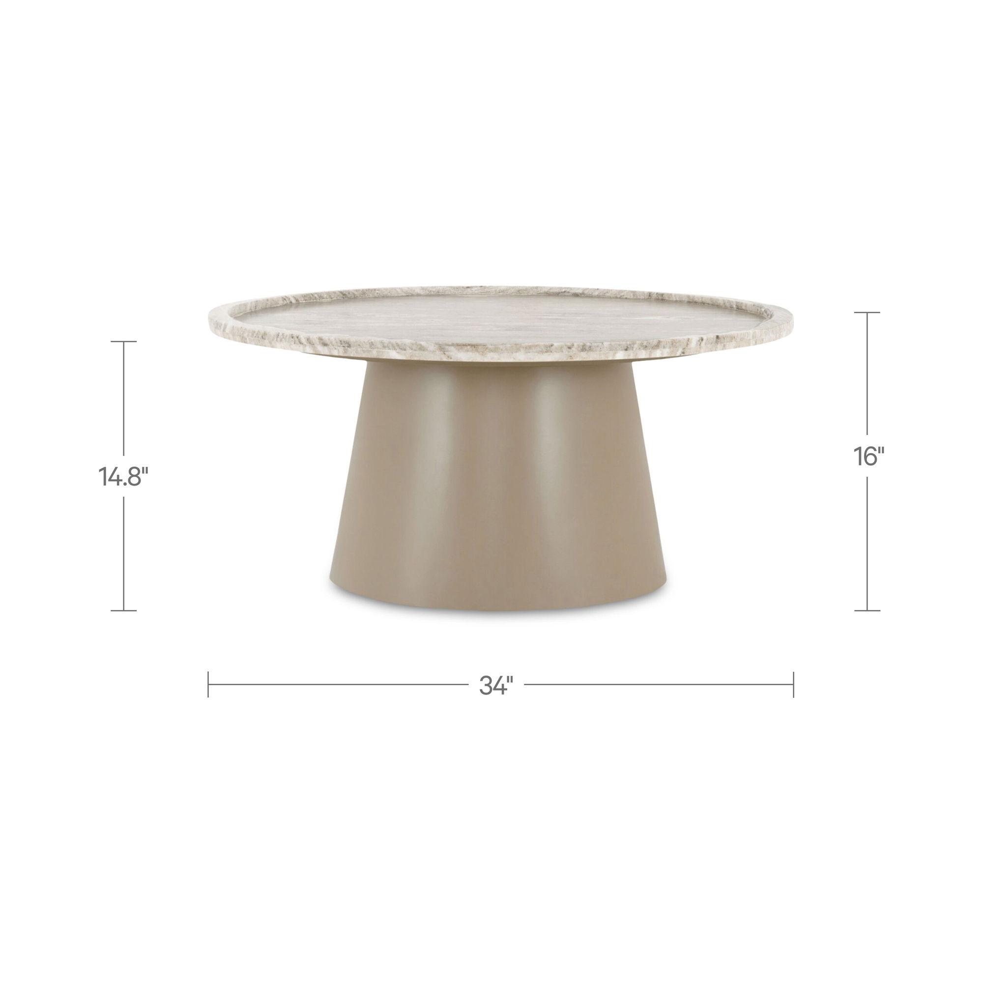 Kimberley Coffee Table White Marble, by Moe's Home, 34" width x 16" height x 34" depth View 7