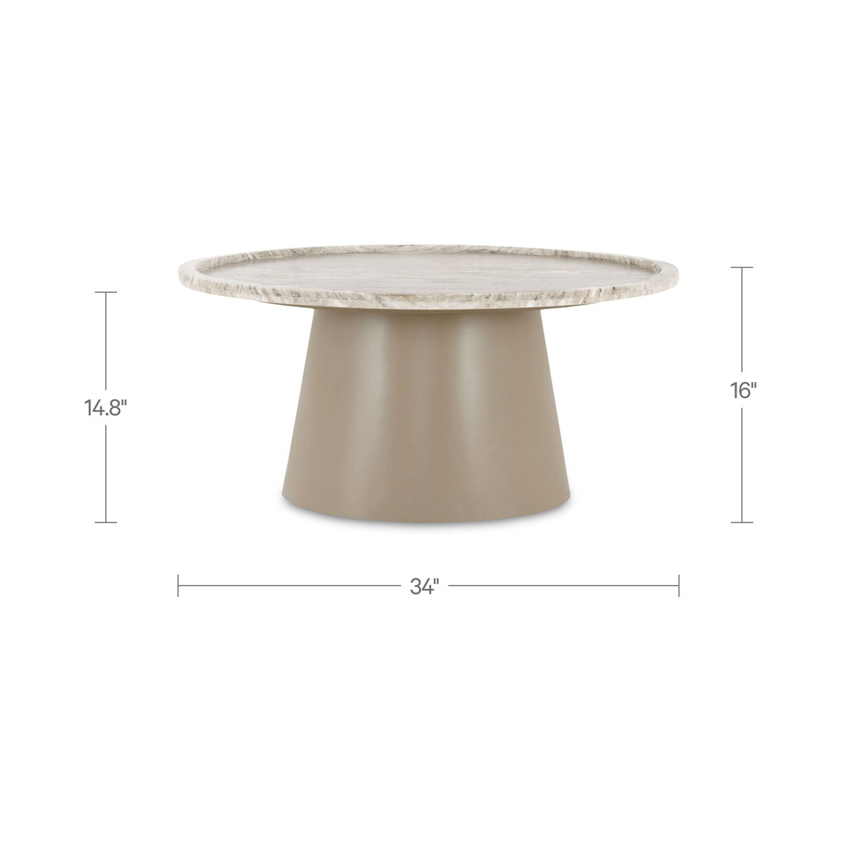 Kimberley Coffee Table White Marble, by Moe's Home, 34" width x 16" height x 34" depth View 7