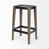 Nell 30' Seat Height Black Metal Seat & Foot Rest With Brown Wood Legs Stool, Counter & Bar Stool by Mercana, 18" length x 15" width x 30" height thumbnail 7