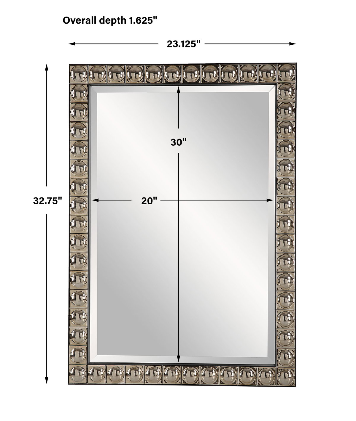 Silvio Tiled Vanity Mirror, by Uttermost, 1'11.12" width x 2'8.75" height x 1.62" depth View 3