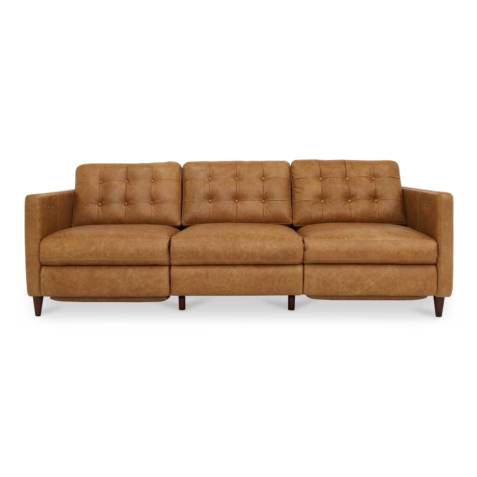 Bridgers Power Recliner Sofa Tan Leather, Sofas & Sectional by Moe's Home, 94.1" width x 33.85" height x 37.8" depth View 1