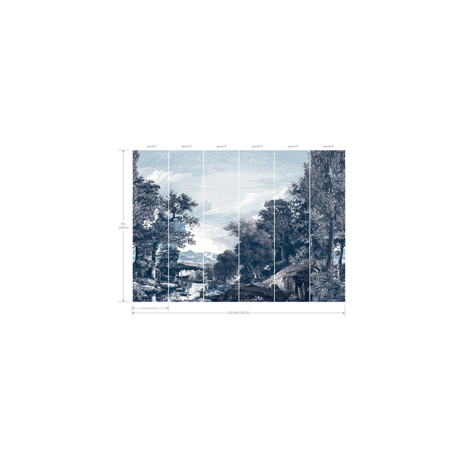 Provincial Scenic Navy Wall Mural large image 