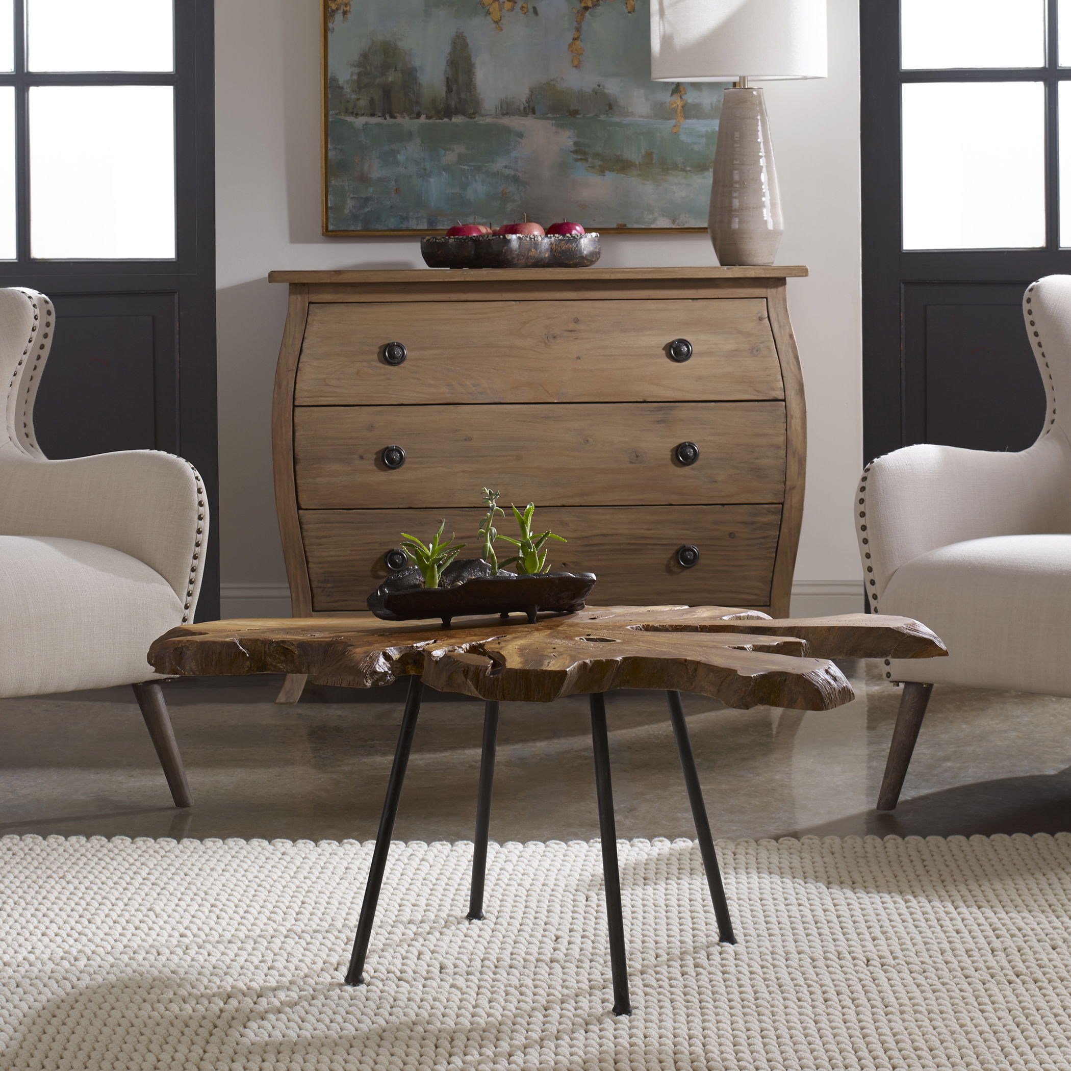 Kravitz Accent Table, Furniture by Uttermost, 38" width x 17.25" height x 28" depth View 2