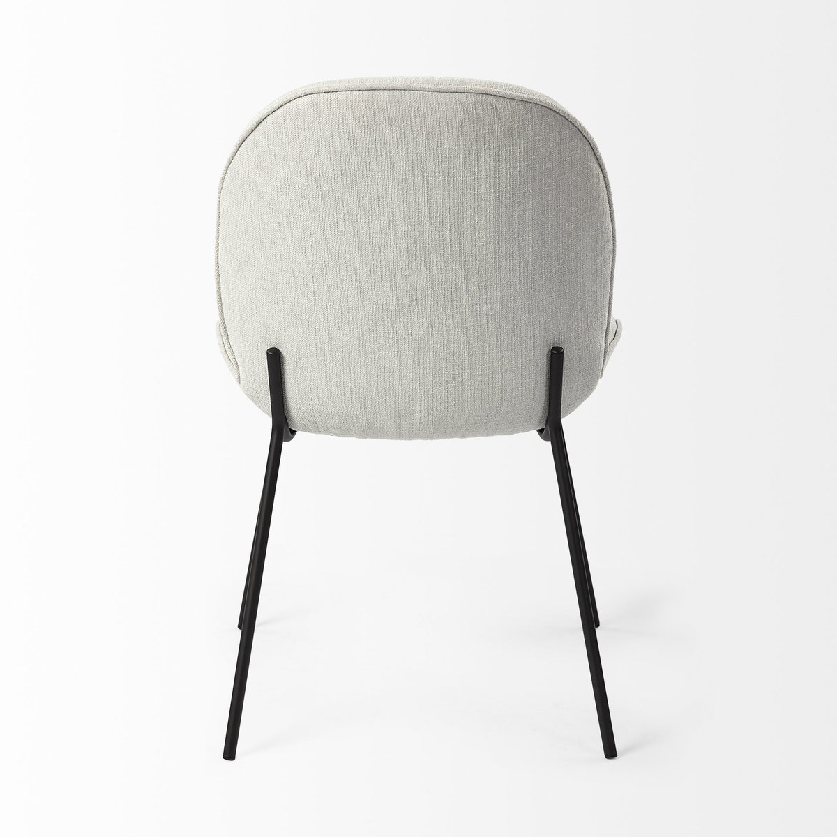 Inala Curved Back Dining Side Chair | White Fabric with Black Metal, Dining Chair by Mercana, 21.26" length x 25.59" width x 34.25" height View 9