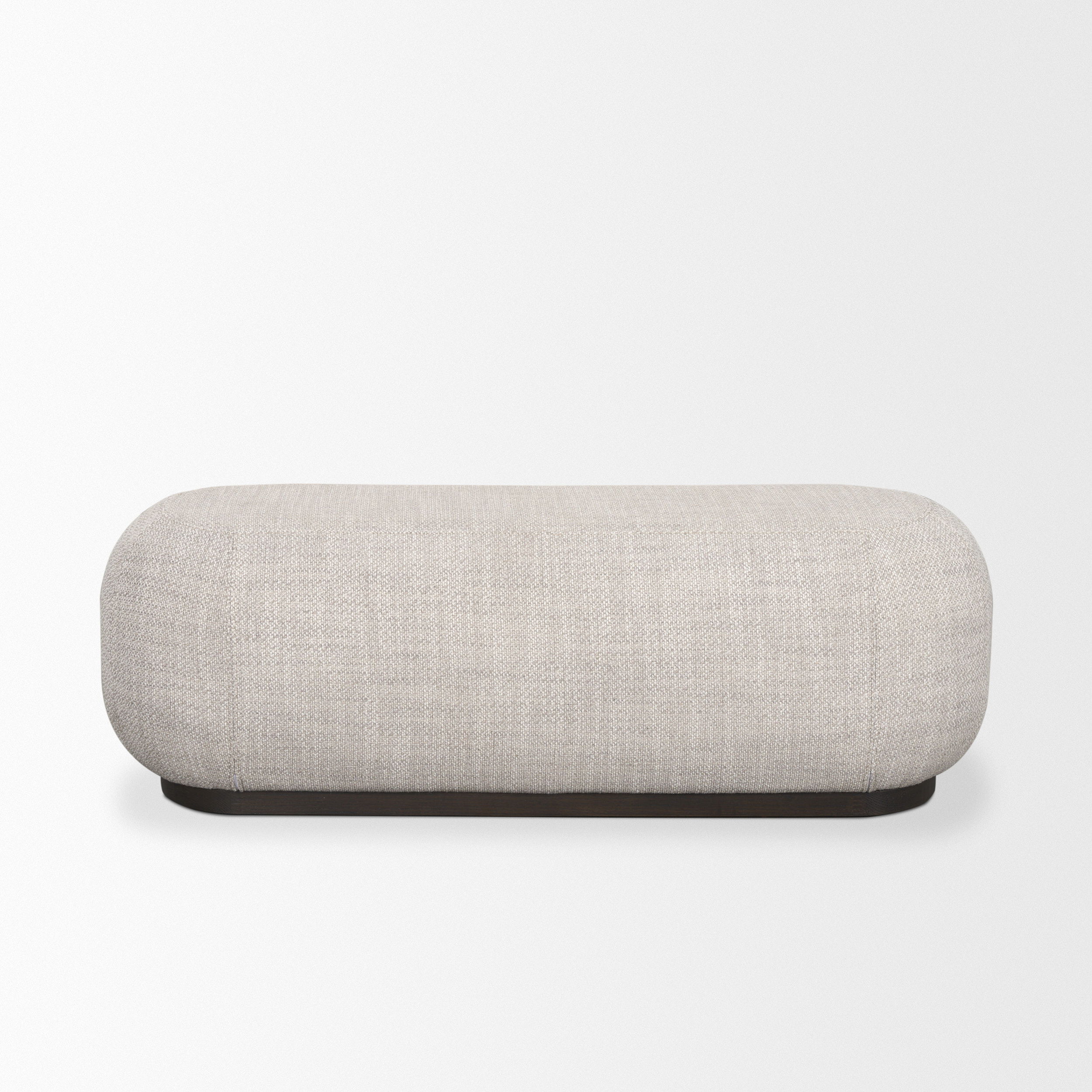 Siren Gray Fabric with Dark Brown Wood Oblong Bench large image 