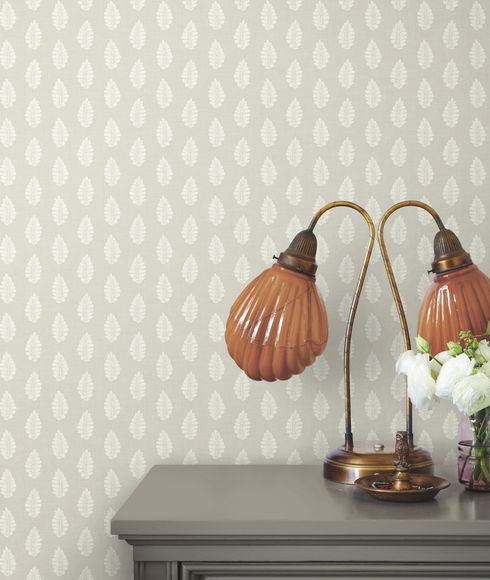 Leaf Pendant Grey Wallpaper