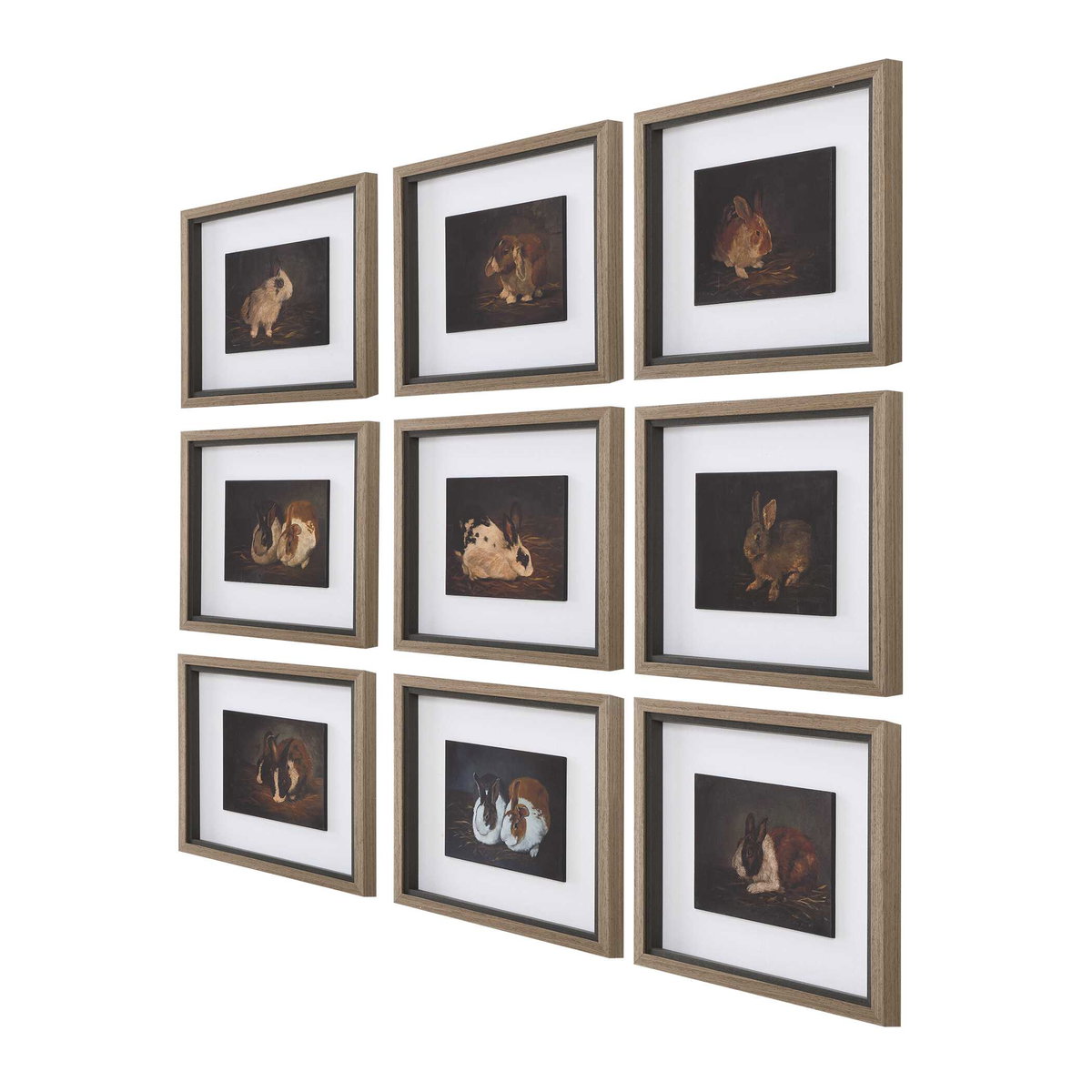 Resting Bunny Framed Prints Set/9, by Uttermost, 1'6" width x 1'4" height x 1.75" depth View 5
