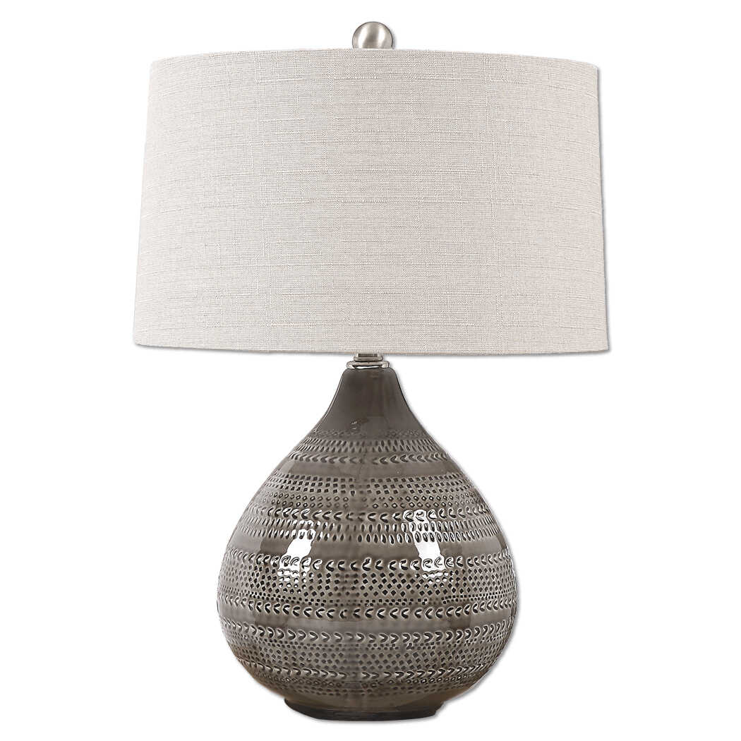 Batova Smoke Gray Lamp, Table Lamp by Uttermost, 17" width x 24.5" height x 17" depth View 1