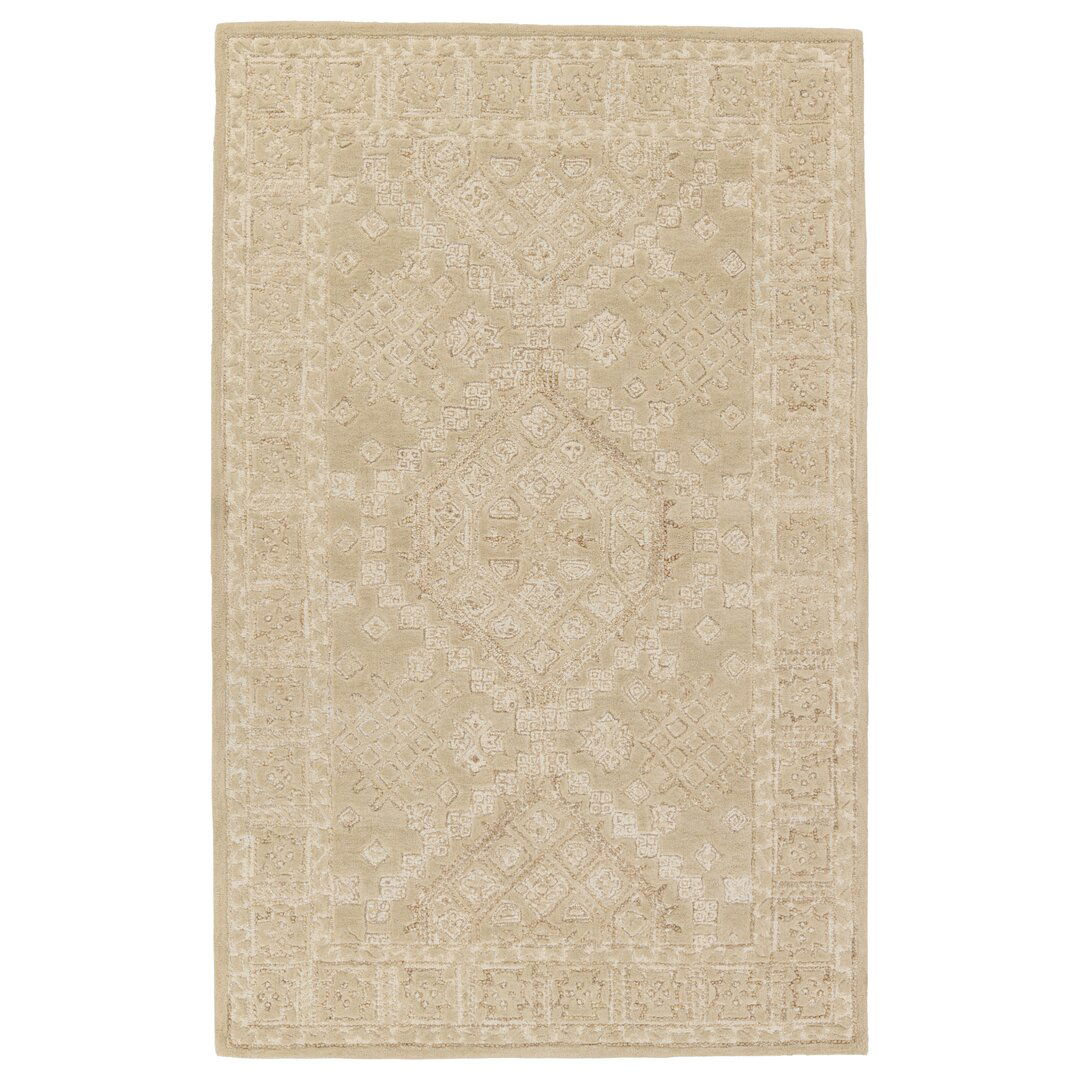 Handmade Tufted Wool Area Rug in Tan/Cream large image 