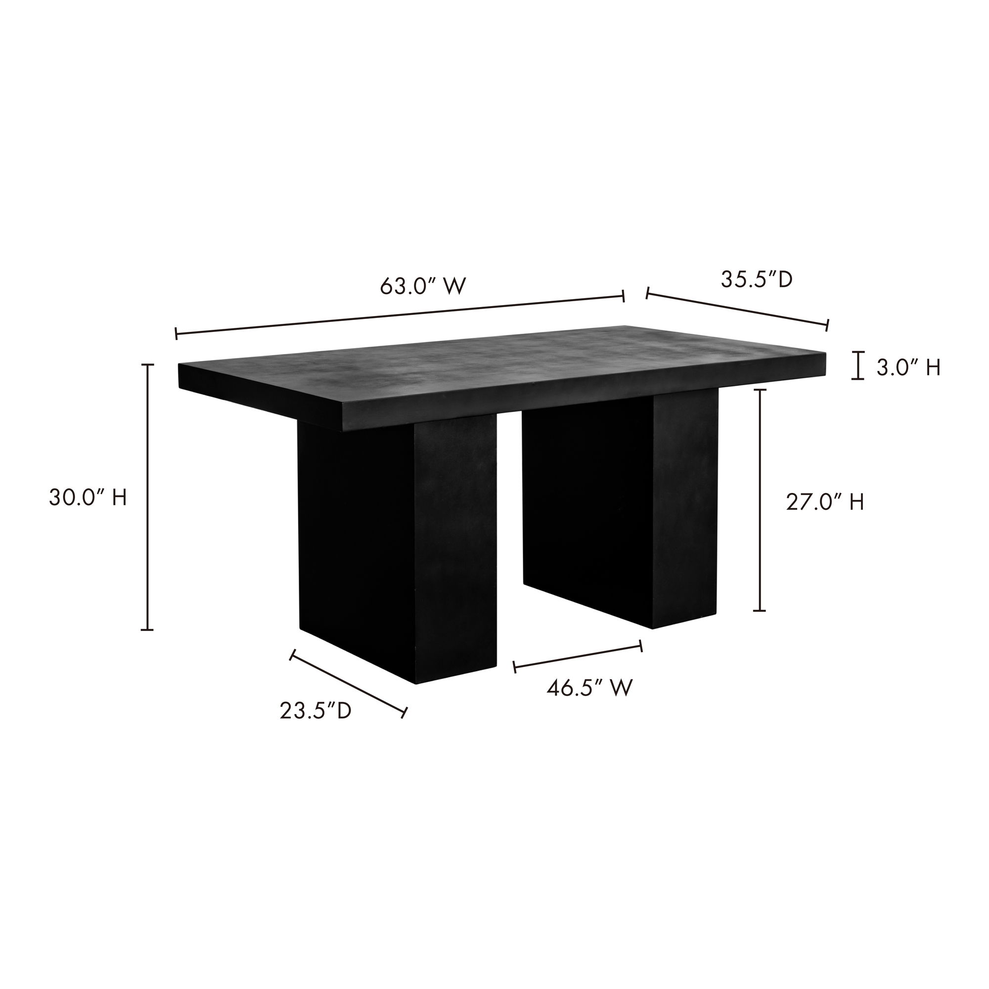 Aurelius 2 Outdoor Dining Table Black, Outdoor Table by Moe's Home, 5'3" width x 2'6" height x 2'11.5" depth View 6