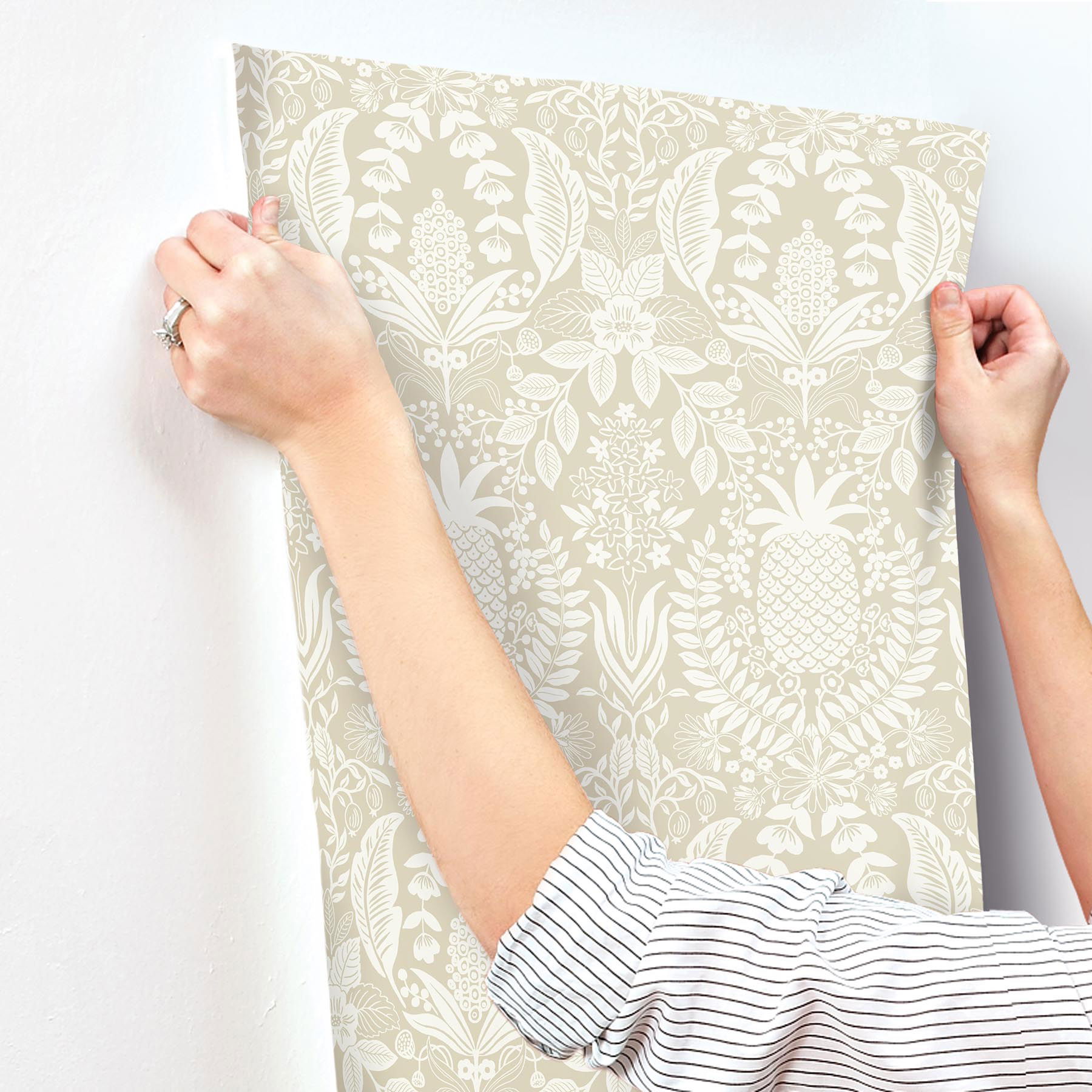 Pineapple Damask Linen Wallpaper large image 