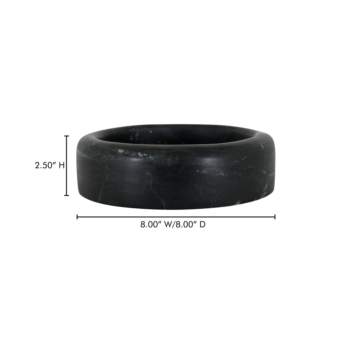 Anais Catchall Black Marble, Trays & Platter by Moe's Home, 8" width x 2.5" height x 8" depth View 5