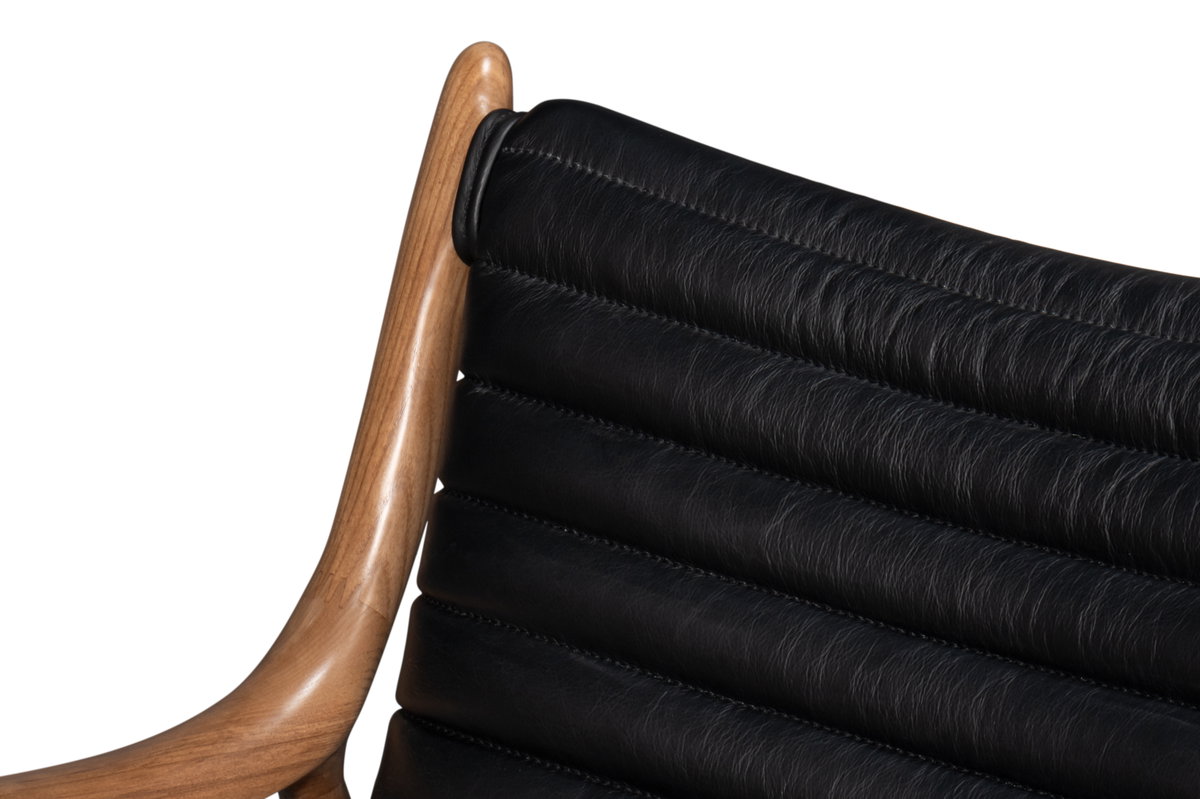 Singletary Leather Chair  Onyx Black, by Sarreid, 2'4" length x 2'3" width x 2'8" height View 4