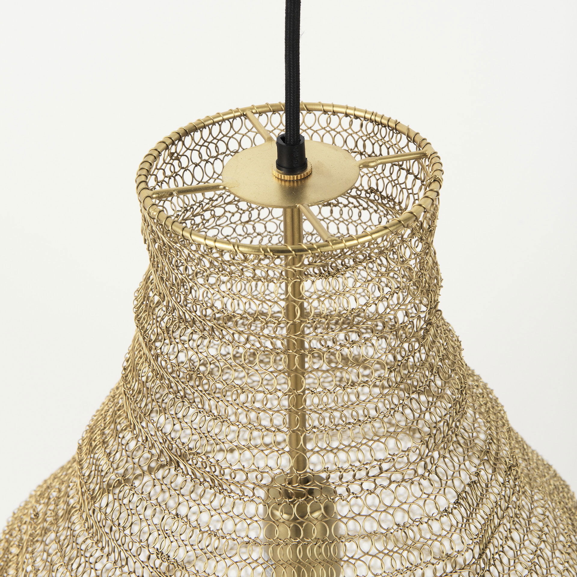 Halycon  Gold Mesh and Iron Pendant Light, by Mercana, 16" length x 16" width x 20" height View 6