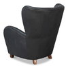 Lombard Wing Chair,Santoni Black Leather, Seating by Sarreid, 34" length x 36" width x 40" height thumbnail 24