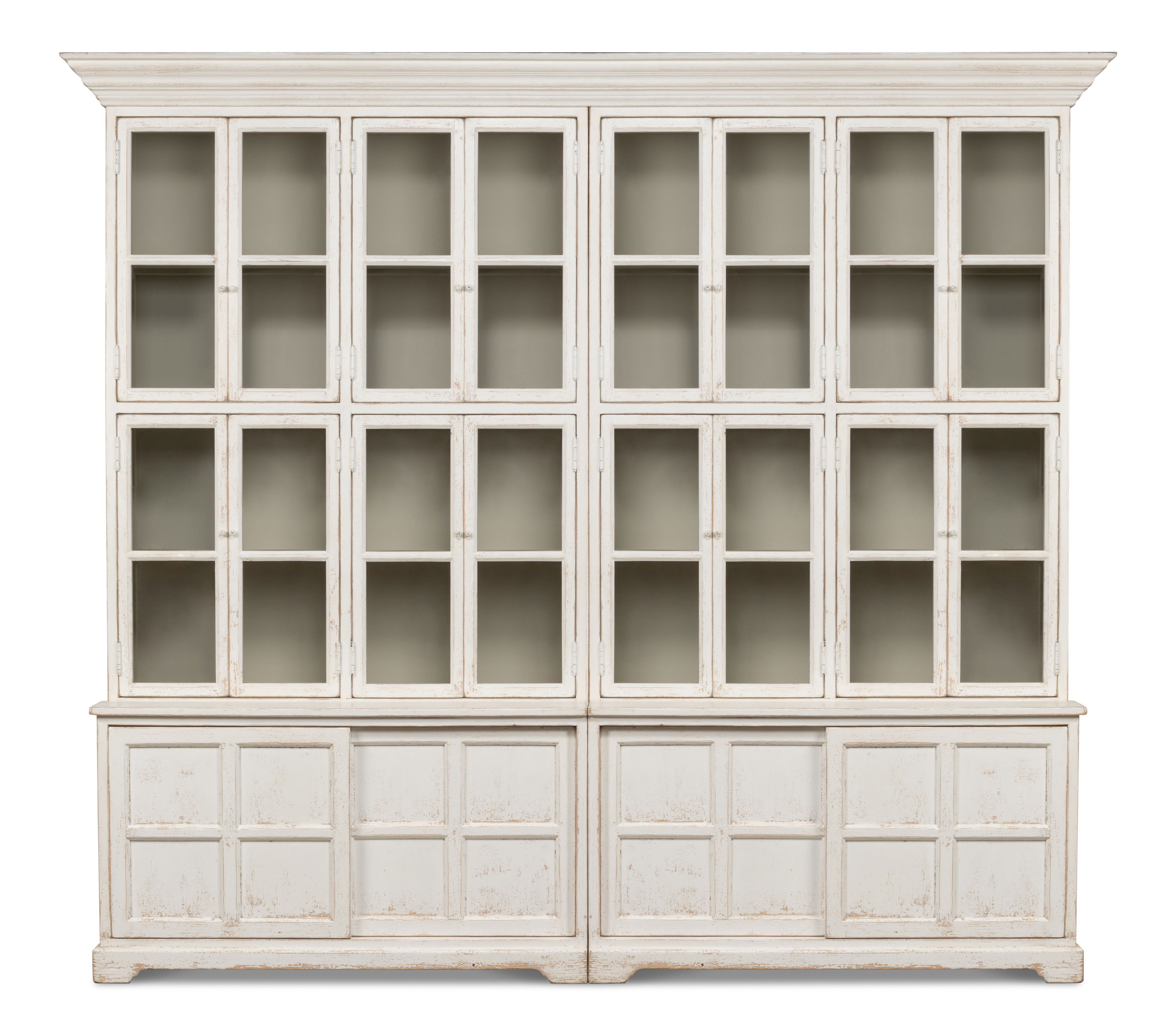 Glass Front Bookcase, Shelving & Bookcase by Sarreid, 121" length x 22" width x 106" height View 2