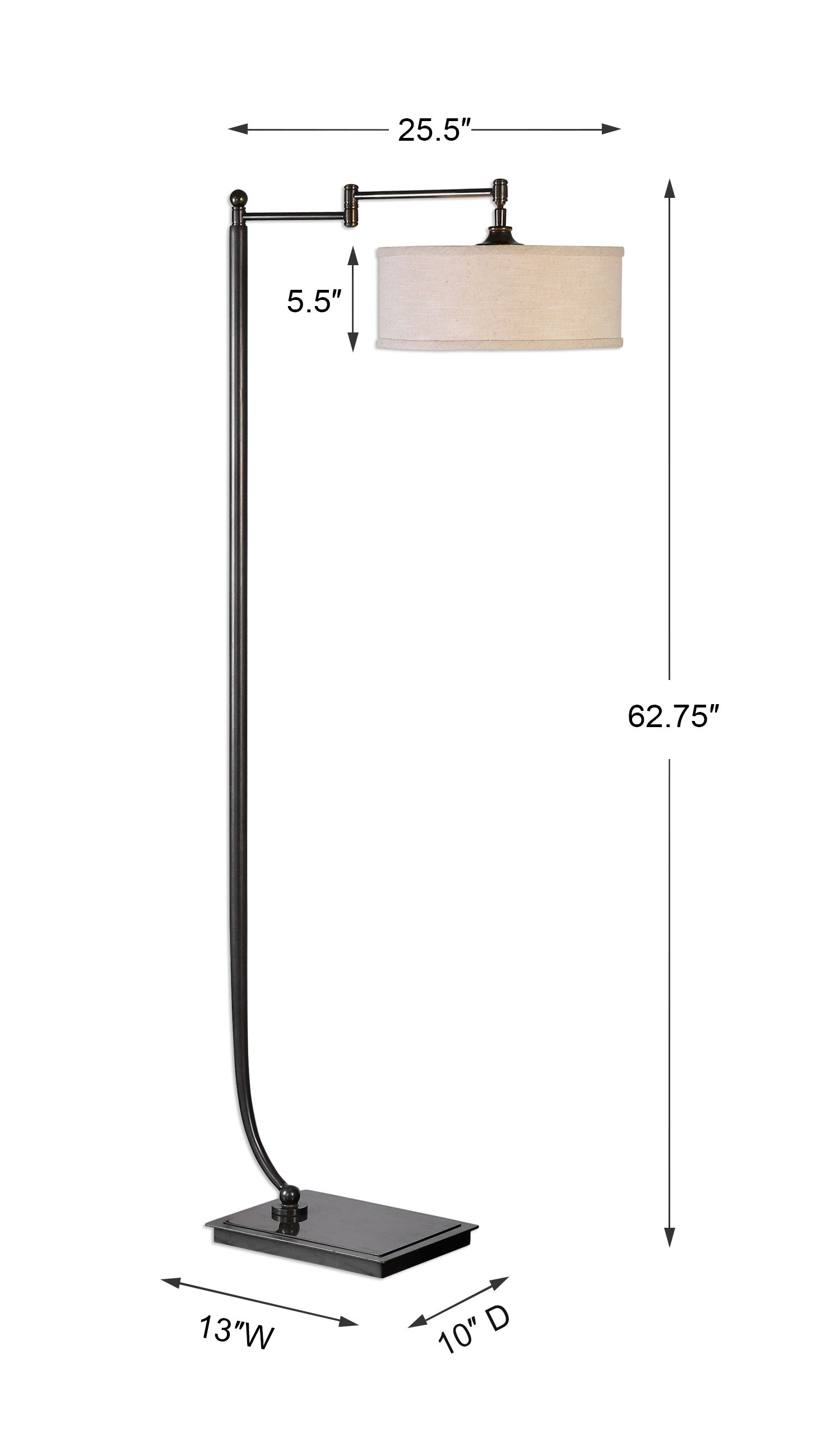 Lamine Dark Bronze Floor Lamp, by Uttermost, 25.5" width x 62.75" height x 13.5" depth View 3