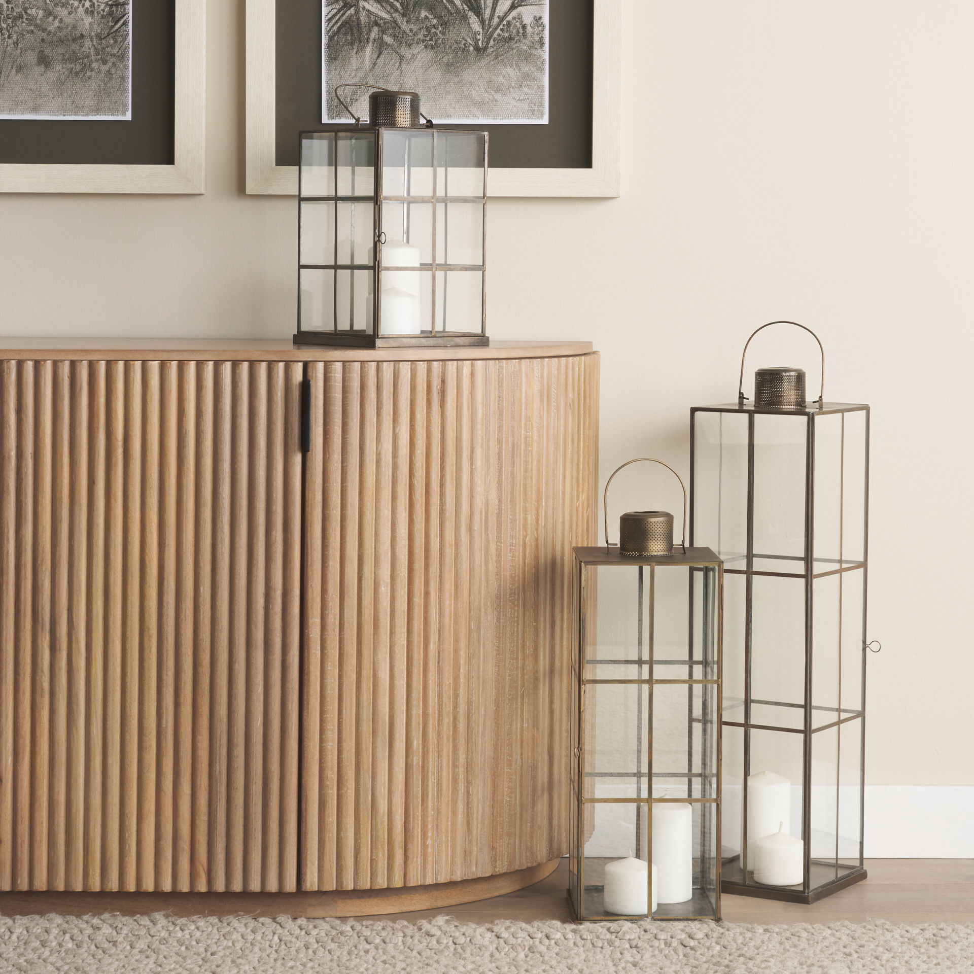 Grimwig (Small) 8L x 8W x 15H LANTERN with SHEET BASE WITHOUT BEVEL, Lighting by Mercana, 8.27" length x 8.27" width x 14.57" height View 2