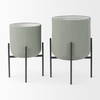 Mabel Set of Two 15.4 x 24.8  Green Top with Black Iron Base Plant Stands, Planter by Mercana, 15.35" length x 15.35" width x 24.8" height thumbnail 5